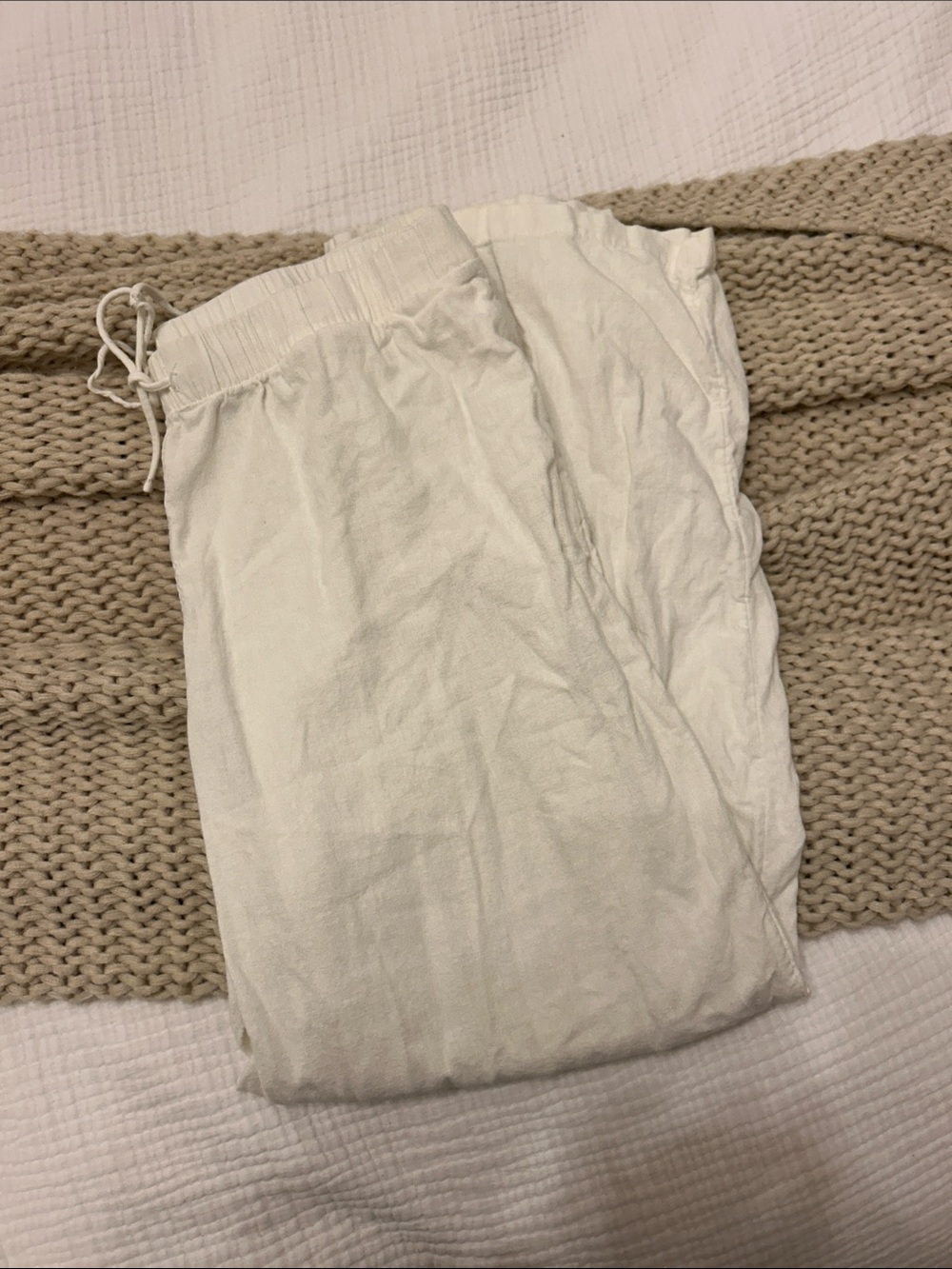 ARITZIA Babaton Cream Drawstring Linen Pants